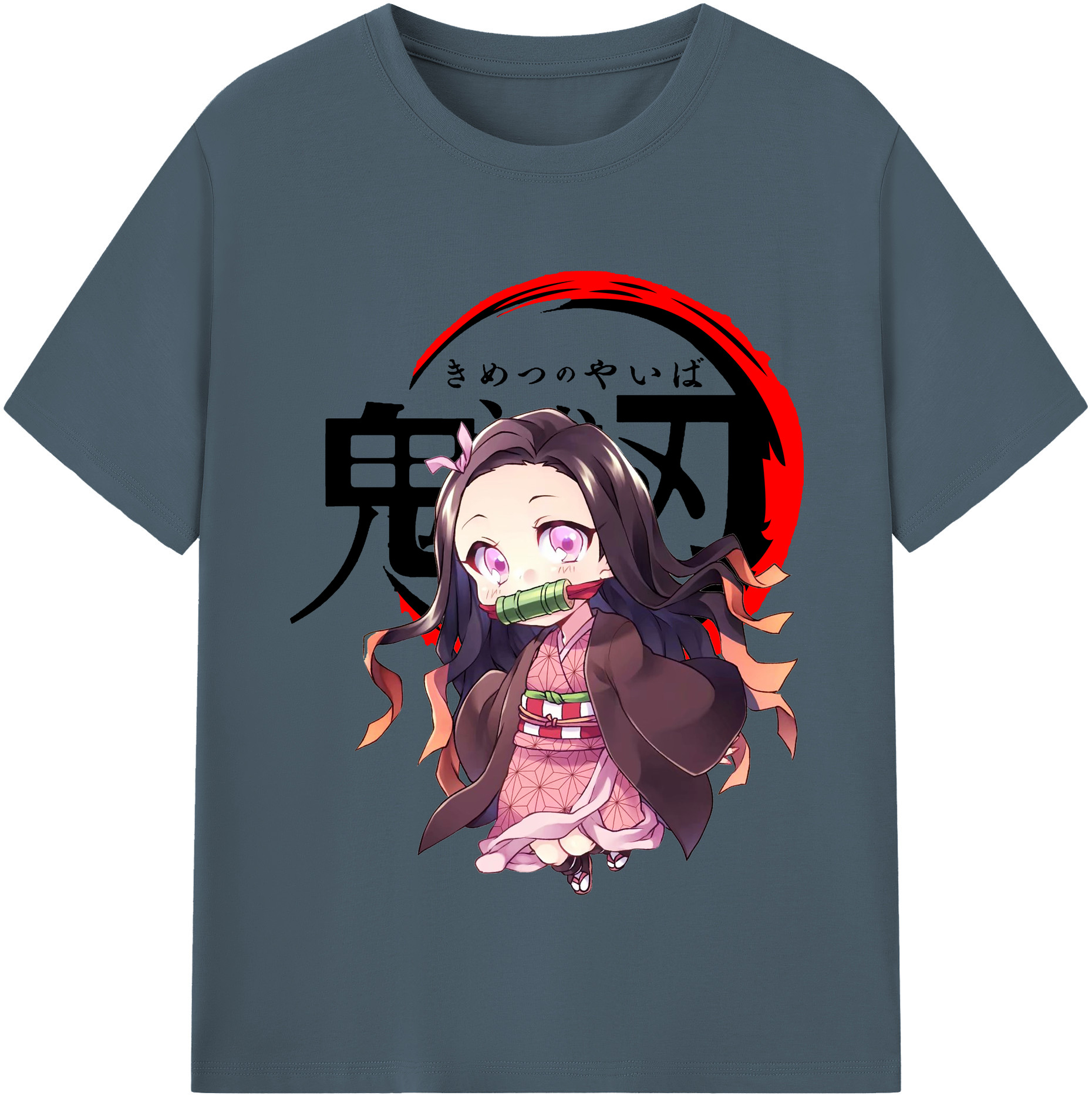（画像用） 鬼滅の刃（きめつのやいば）竈門 禰󠄀豆子／かまど ねずこ Kamado Nezuko 綿100％半袖Tシャツ（フロントプリント）